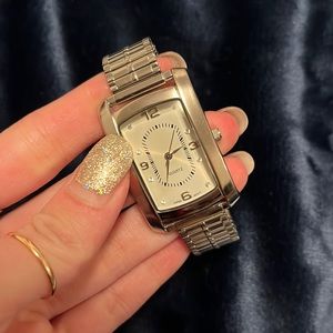 Silver Rectangle Stretchable Watch